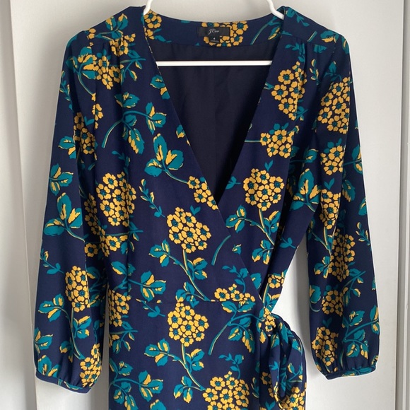 J. Crew goldenrod 360 crepe wrap dress - Picture 3 of 4